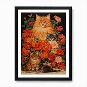 Louis Wain Cats With Flowers Art Print