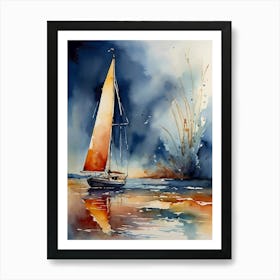 Sailboat Watercolor Painting 1 Art Print