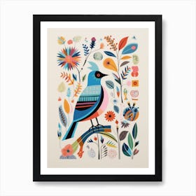 Colourful Scandi Bird Dunlin 3 Art Print