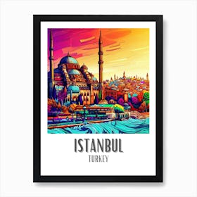 Istanbul Colorful Cityscape 2 Art Print