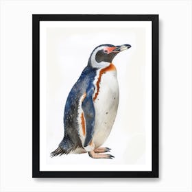 Humboldt Penguin Grytviken Watercolour Painting 1 Art Print