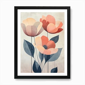 Three Flowers Canvas Print Art Print