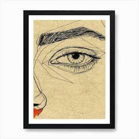 Portrait Of A Woman'S Face 1 Art Print