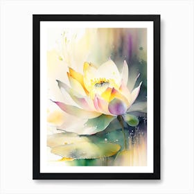 Lotus Flower In Garden Storybook Watercolour 2 Art Print