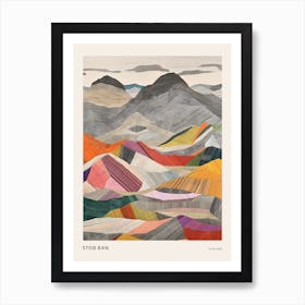 Stob Ban (Grey Corries) Scotland Colourful Mountain Illustration Poster Art Print