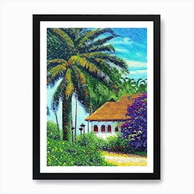 Trancoso Brazil Pointillism Style Tropical Destination Art Print