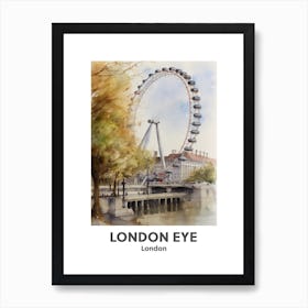 London Eye, London 3 Watercolour Travel Poster Art Print