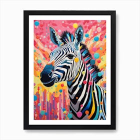 Rainbow Dotty Zebra 2 Art Print