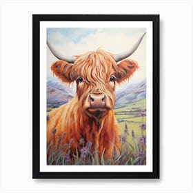 Delicate Line Drawing Of A Highland Cow Art Print