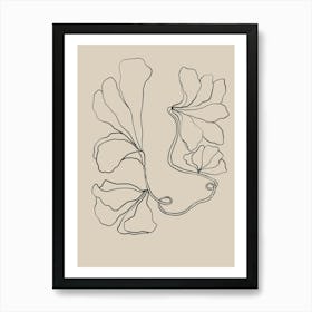 Ginkgo Leaves Line Drawing Art Print