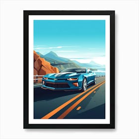 A Chevrolet Camaro In The Pacific Coast Highway Car Illustration 4 Art Print