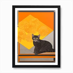 Marigold With A Cat 1 Abstract Expressionist Art Print