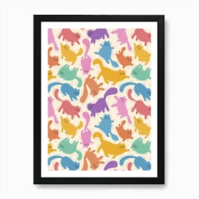 Colorful Cats Pattern Art Print