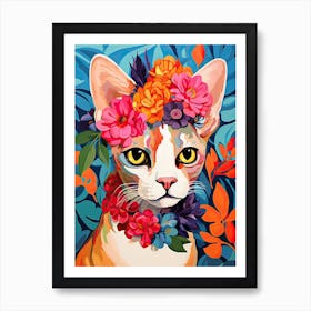 Devon Rex Cat With A Flower Crown Painting Matisse Style 1 Art Print