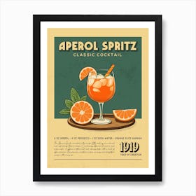 Aperol Spritz Classic Cocktail Dining Room Art Print