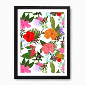 Hibiscus And Berries  Art Print