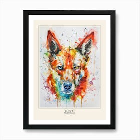 Jackal Colourful Watercolour 1 Poster Art Print