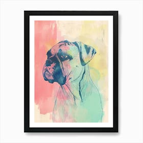 Bulldog Watercolour Line Illustration Art Print