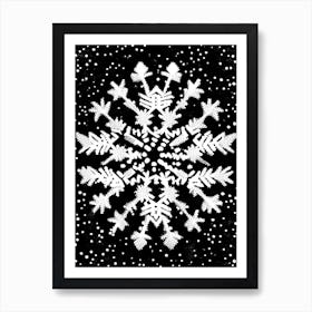 Winter Snowflake Pattern,Snowflakes Black & White 1 Art Print