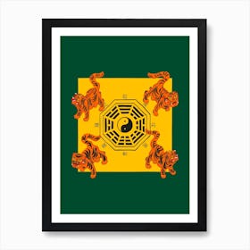 Bagua Tigers Green Art Print