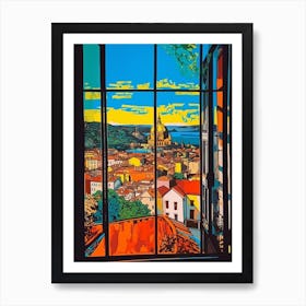 Window View Of Budapest Hungary In The Style Of Pop Art 1 Art Print