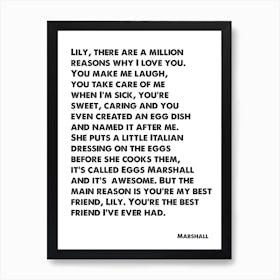 How I Met Your Mother, Marshall, Quote, You're The Best Friend I Ever Had, Wall Print, Wall Art, Print, Art Print