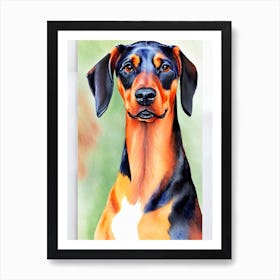 Doberman Pinscher 3 Watercolour Dog Art Print