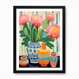 Cactus Painting Maximalist Still Life Ladyfinger Cactus 3 Art Print