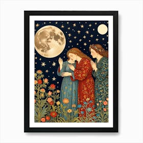 William Morris Three Women In The Moonlight Affiche