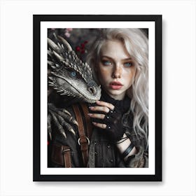 Girl With A Dragon 7 Art Print