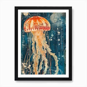 Jellyfish Retro Collage 1 Affiche