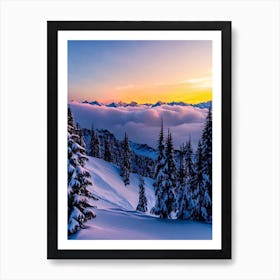 Courmayeur, Italy Sunrise Skiing Poster Art Print