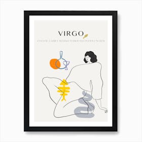 Virgo Zodiac Sign One Line Art Print