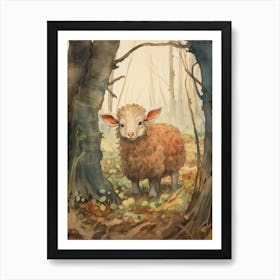 Storybook Animal Watercolour Sheep 1 Art Print