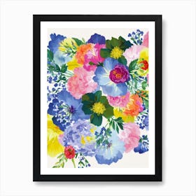 Peony Modern Colourful Flower Art Print