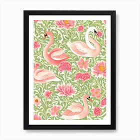 Swan William Morris Style Bird Poster