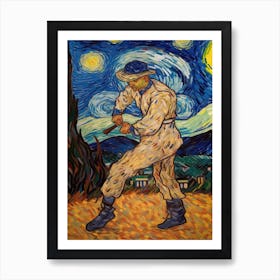Baseball In The Style Of Van Gogh 4 Art Print