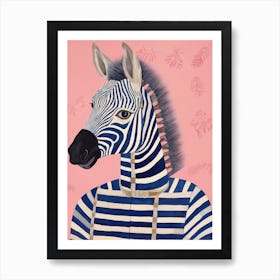 Playful Illustration Of Zebra For Kids Room 3 Art Print