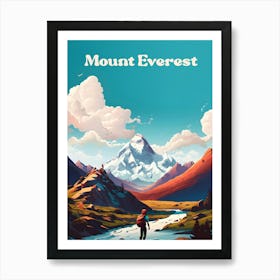 Mount Everest Climbing Modern Travel Illustration Art Print