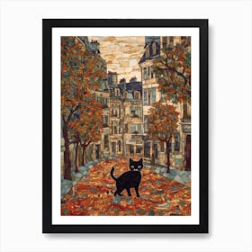 Painting Of Paris With A Cat In The Style Of William Morris 4 Art Print