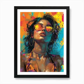 Woman or girl In Sunglasses Art Print