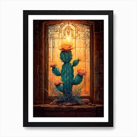 Torch Cactus On A Window  2 Art Print
