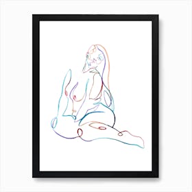 Plump Beauty One Line Watercolor Art Print