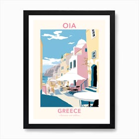 Oia, Greece, Flat Pastels Tones Illustration 2 Poster Art Print