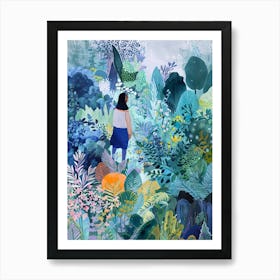 In The Garden Blue 5 Art Print