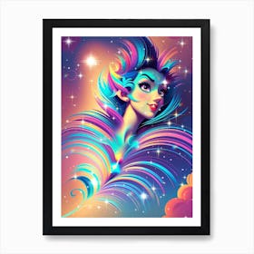 Girl With Colorful Hair 1 Art Print