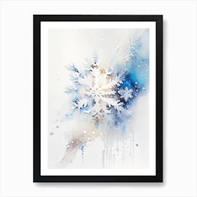 White, Snowflakes, Storybook Watercolours 3 Art Print