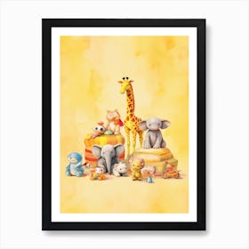 Cute Collection Of Baby Animals Nursery Watercolour 11 Art Print