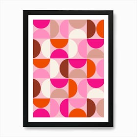 Mid Century Modern Abstract Pink Orange Art Print