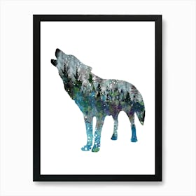 Howling Wolf Watercolor Art Print